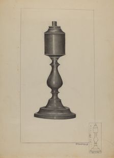 Whale Oil Lamp, 1935/1942. Creator: Joseph Stonefield
