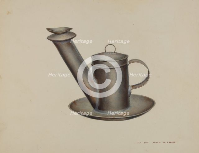 Whale Oil Lamp, 1935/1942. Creator: James M. Lawson.