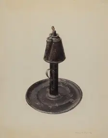 Whale Oil Lamp, 1938. Creator: Herman O. Stroh