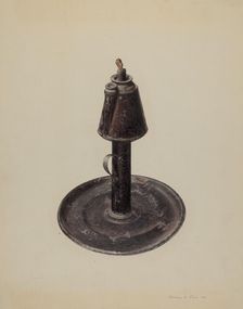 Whale Oil Lamp, 1938. Creator: Herman O. Stroh
