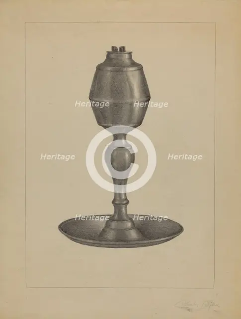 Whale Oil Lamp, c. 1936. Creator: Charles Garjian.