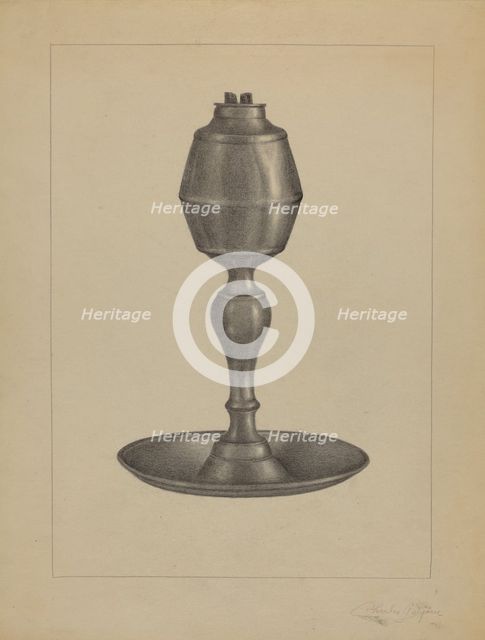 Whale Oil Lamp, c. 1936. Creator: Charles Garjian.