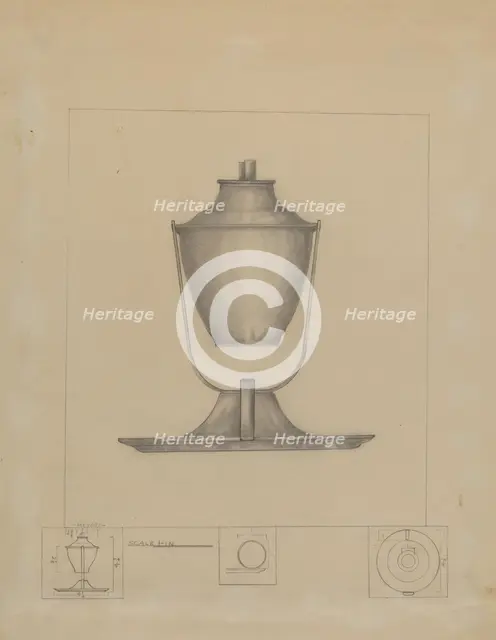 Whale Oil Lamp, c. 1936. Creator: Henry Meyers.