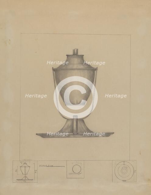 Whale Oil Lamp, c. 1936. Creator: Henry Meyers.