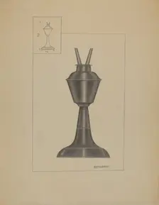 Whale Oil Lamp, c. 1936. Creator: Matthew Mangiacotti