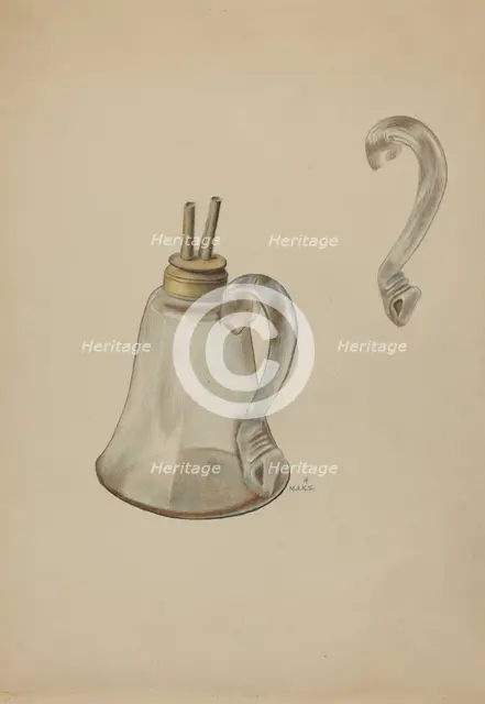 Whale Oil Lamp, c. 1936. Creator: Margaret Stottlemeyer.
