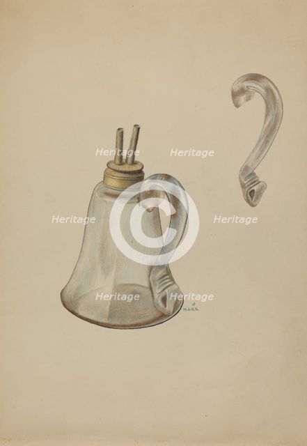 Whale Oil Lamp, c. 1936. Creator: Margaret Stottlemeyer.