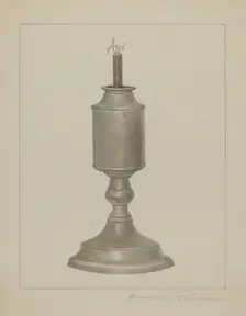 Whale Oil Lamp, c. 1938. Creator: Cora Parker