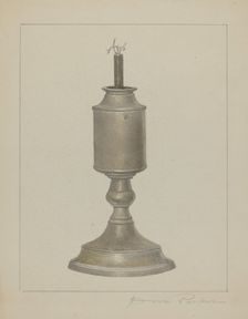 Whale Oil Lamp, c. 1938. Creator: Cora Parker