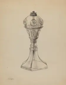 Whale Oil Lamp, c. 1938. Creator: Charles Caseau
