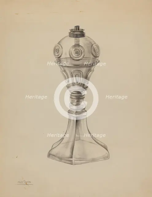 Whale Oil Lamp, c. 1938. Creator: Charles Caseau.