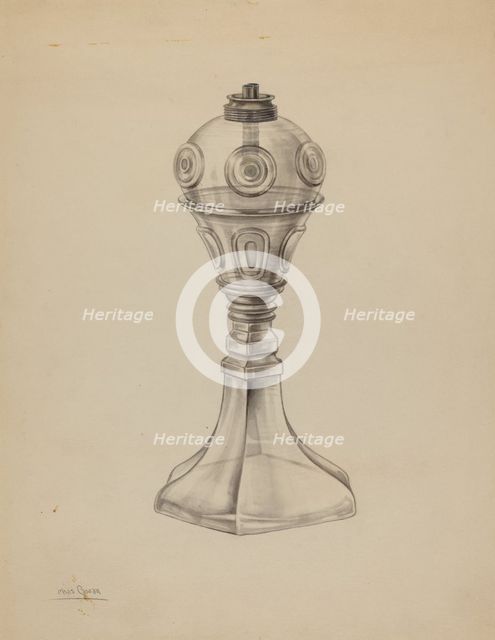 Whale Oil Lamp, c. 1938. Creator: Charles Caseau.