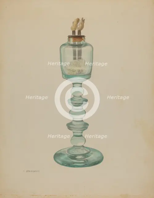 Whale Oil Lamp, c. 1938. Creator: Isidore Steinberg.
