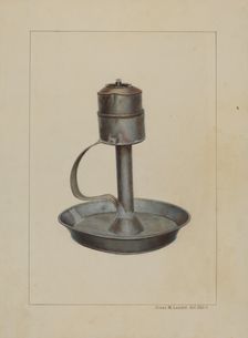 Whale Oil Lamp, c. 1938. Creator: James M. Lawson