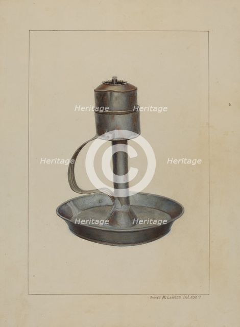 Whale Oil Lamp, c. 1938. Creator: James M. Lawson.