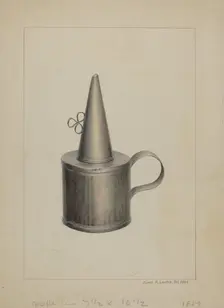Whale Oil Lamp, c. 1938. Creator: James M. Lawson