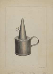 Whale Oil Lamp, c. 1938. Creator: James M. Lawson