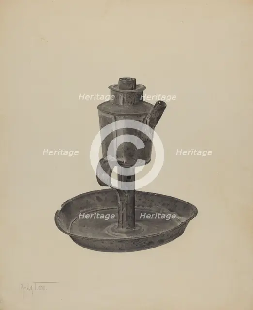 Whale Oil Lamp, c. 1939. Creator: Amelia Tuccio.