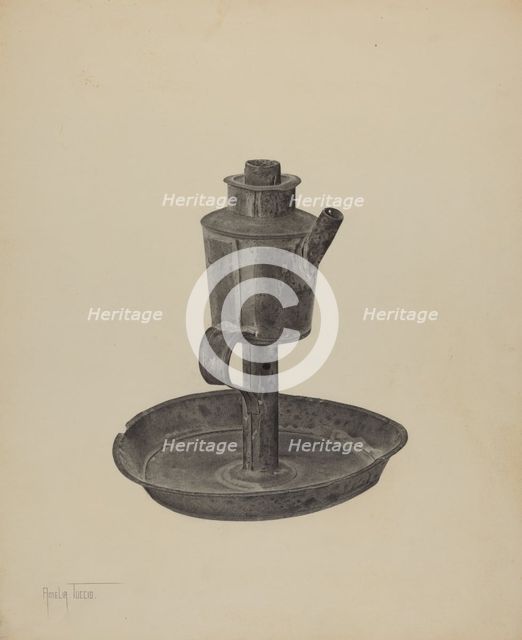 Whale Oil Lamp, c. 1939. Creator: Amelia Tuccio.