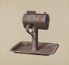 Whale Oil Lamp, c. 1939. Creator: Edward L Loper