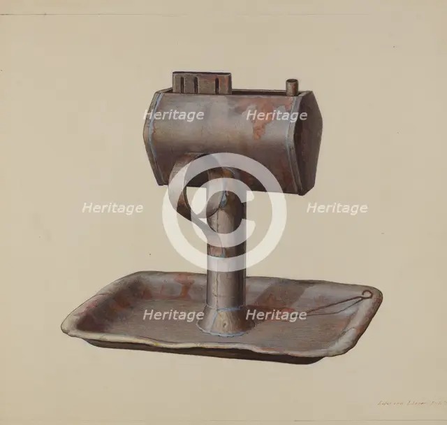 Whale Oil Lamp, c. 1939. Creator: Edward L Loper.