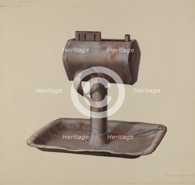 Whale Oil Lamp, c. 1939. Creator: Edward L Loper.