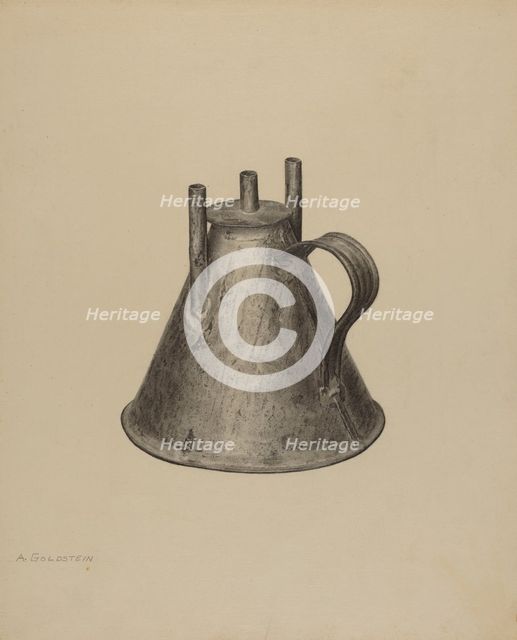 Whale Oil Lamp, c. 1940. Creator: Alfred Goldstein.