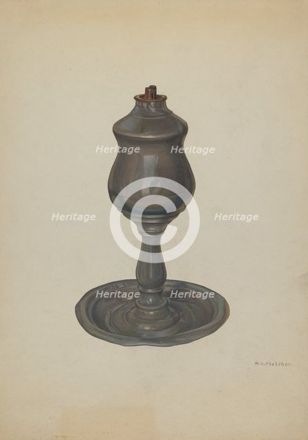 Whale Oil Lamp, c. 1940. Creator: William O. Fletcher.