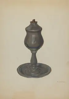 Whale Oil Lamp, c. 1940. Creator: William O. Fletcher