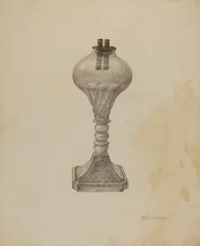 Whale Oil Lamp, c. 1941. Creator: Van Silvay