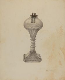 Whale Oil Lamp, c. 1941. Creator: Van Silvay