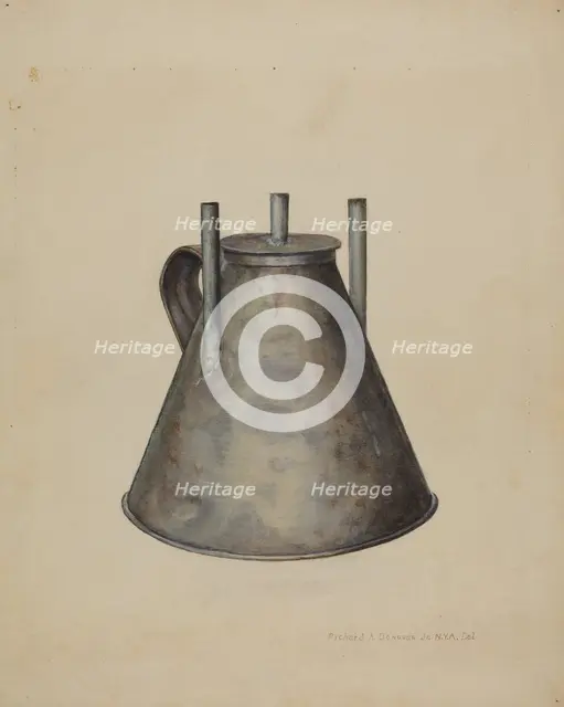 Whale Oil Lamp, c. 1942. Creator: Richard Donovan.