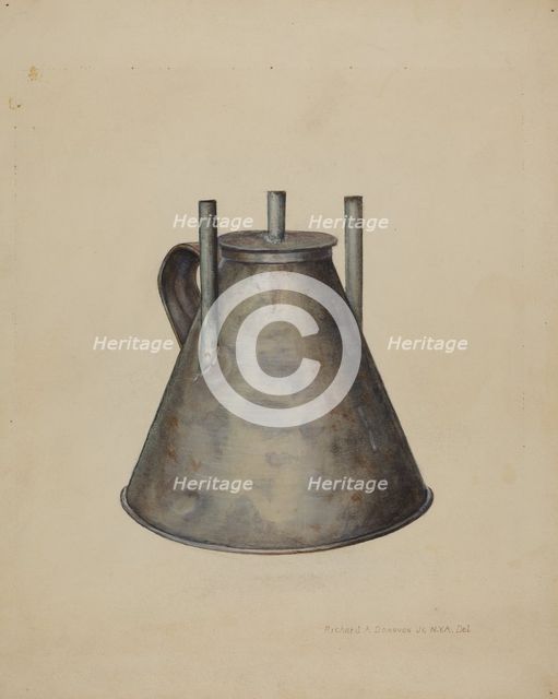 Whale Oil Lamp, c. 1942. Creator: Richard Donovan.