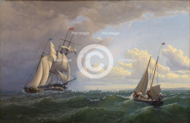 Whaler off the Vineyard--Outward Bound, 1859. Creator: William Bradford.