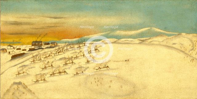 Whaling Fleet, Icebound, c1860. Creator: Unknown.
