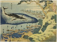 Whaling off the Coast of the Goto Islands (Goto kujira tsuki), from the series "One..., c. 1831-33. Creator: Hokusai