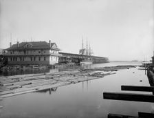 Wharf office and Commandancia Street wharf, Pensacola, Fla., between 1900 and 1905. Creator: Unknown