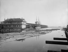 Wharf office and Commandancia Street wharf, Pensacola, Fla., between 1900 and 1905. Creator: Unknown