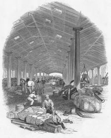 Wharf Shed of the Trafalgar Dock Liverpool, England, 1847. Artist: Mason Jackson
