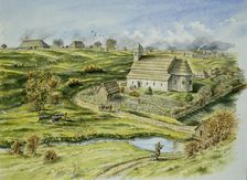 Wharram Percy Medieval Village, late 12th century, (c1990-2010). Artist: Peter Dunn