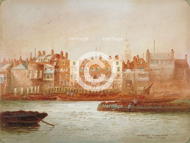 Wharves at Limehouse, London, c1850. Artist: Frederick J Goff