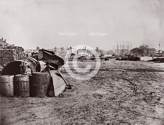 Wharves at Richmond, Virginia, 1865. Creator: Alexander Gardner.