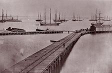 [Wharves on the James River, City Point]. Brady album, p. 10, 1861-65. Creator: Andrew Joseph Russell