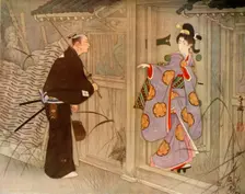 What was the young man's astonishment to see a pretty young girl standing just within the gate 19 Creator: Unknown
