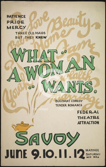 What a Woman Wants, San Diego, 1938. Creator: Unknown.