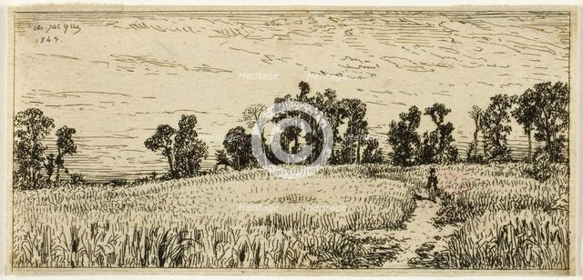Wheat Field, 1844. Creator: Charles Emile Jacque.