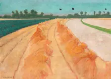 Wheat field, setting sun, 1910. Creator: Vallotton, Felix Edouard (1865-1925)