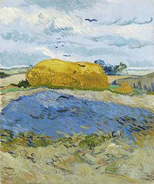 Wheat stack under a cloudy sky, Auvers-sur-Oise, 1889. Creator: Gogh, Vincent, van (1853-1890)