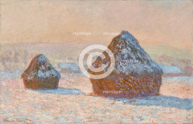 Wheatstacks, Snow Effect, Morning (Meules, Effet de Neige, Le Matin), 1891. Creator: Claude Monet.