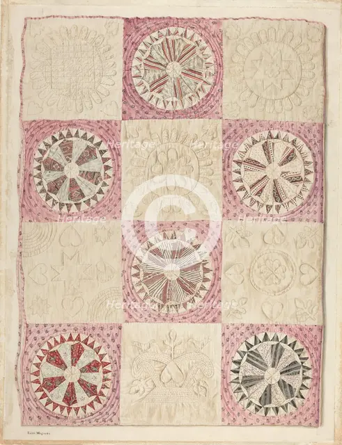Wheel of Fortune Quilt, c. 1940. Creator: Edith Magnette.